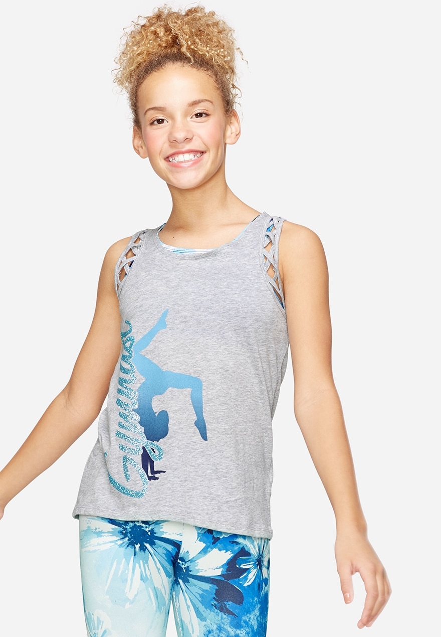 Lace up sport 2fer tank