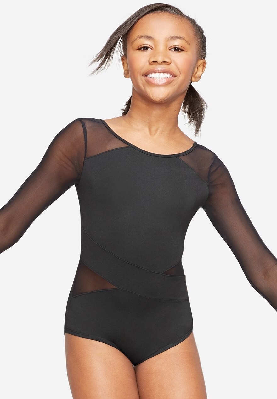 Mesh long sleeve leotard