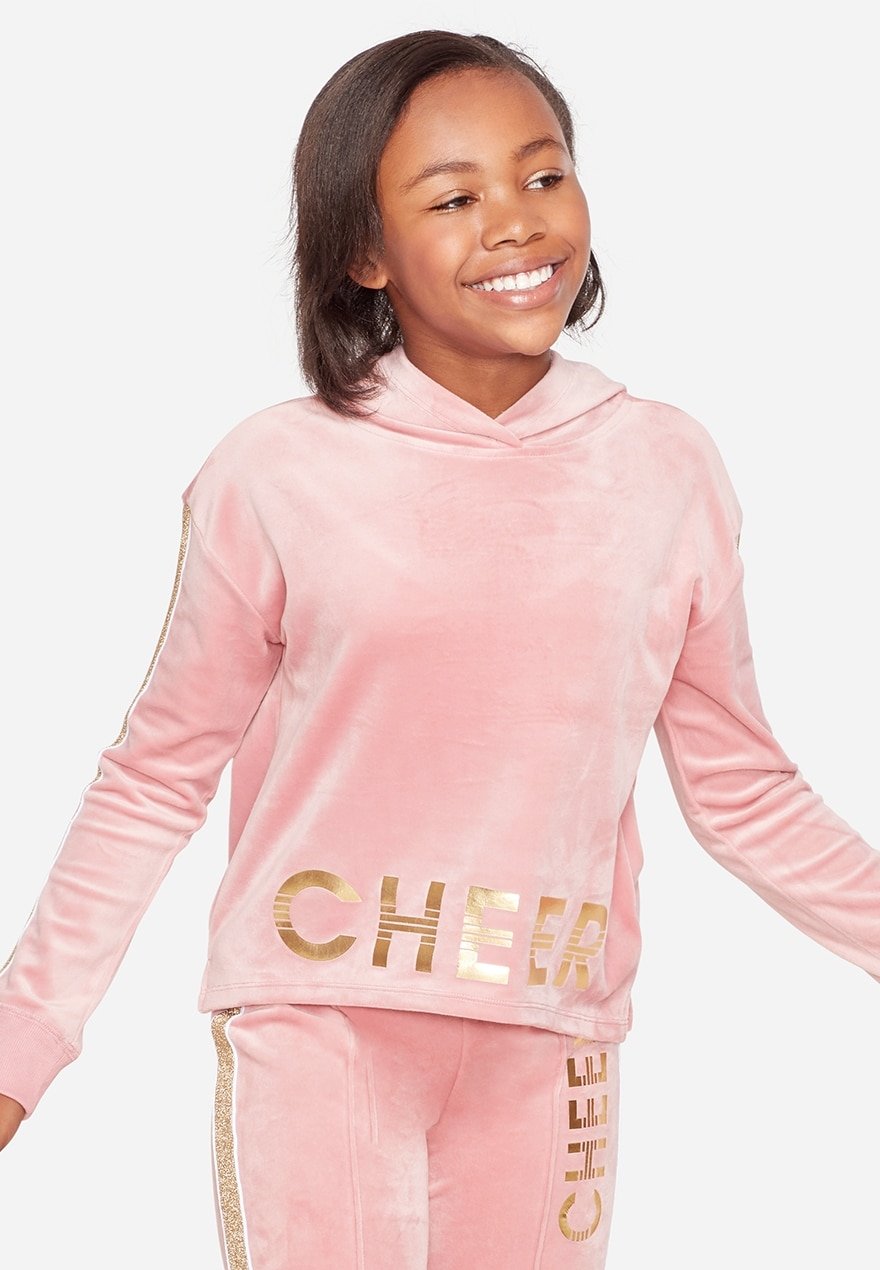 Velour glitter stripe sports sweatshirt