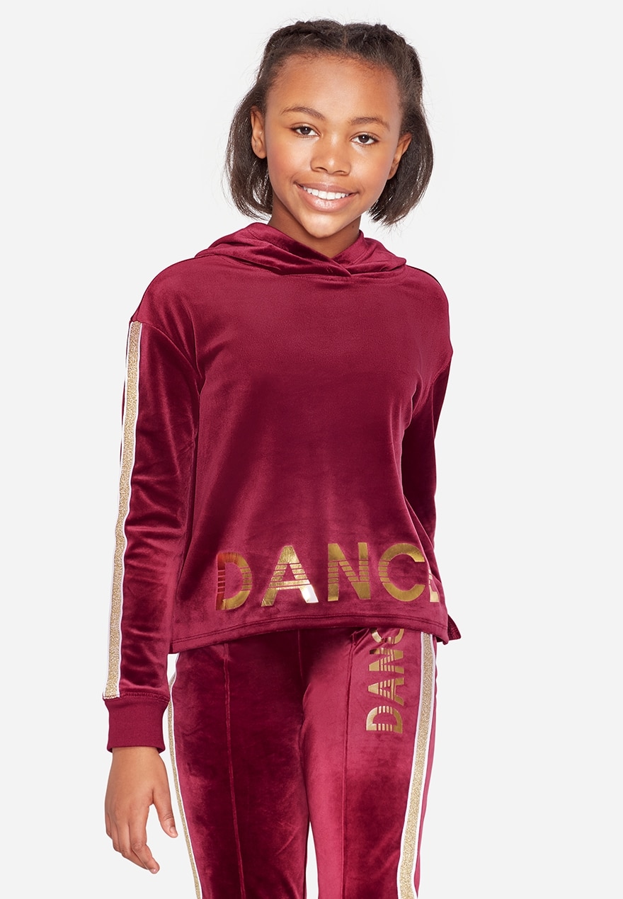 Velour glitter stripe sports sweatshirt