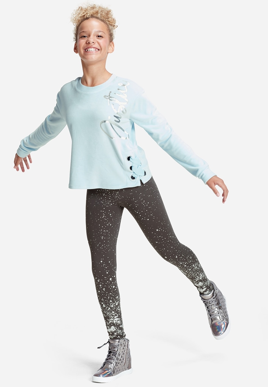 velour lace up side sweatshirt
