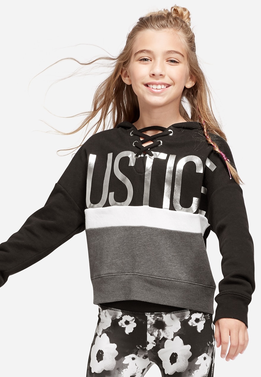 Lace up neck hoodie