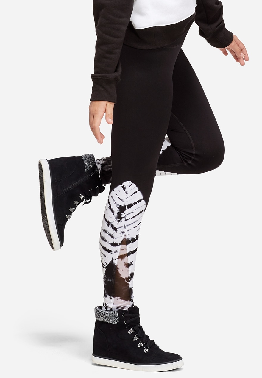 Tie dye mesh ankle leggings