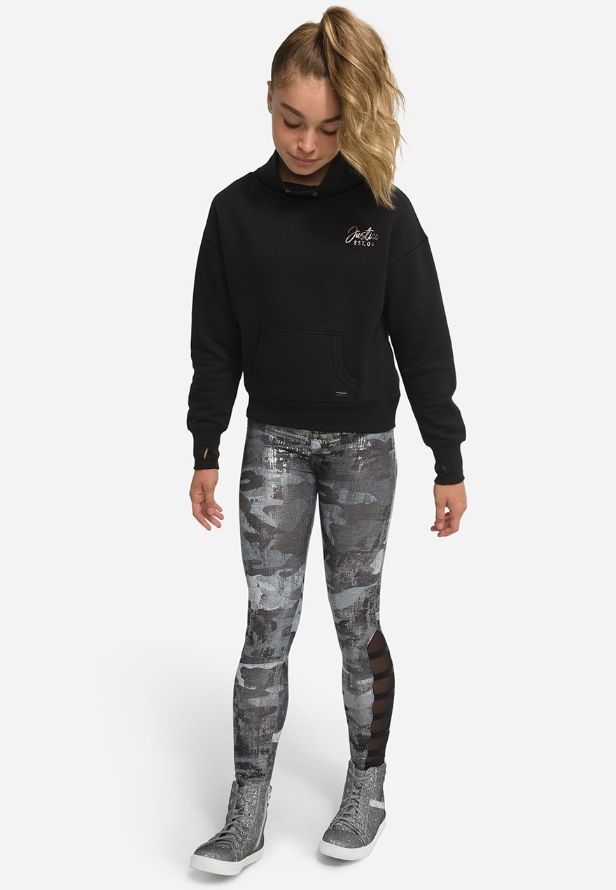 Foil camo mesh lattice leggings