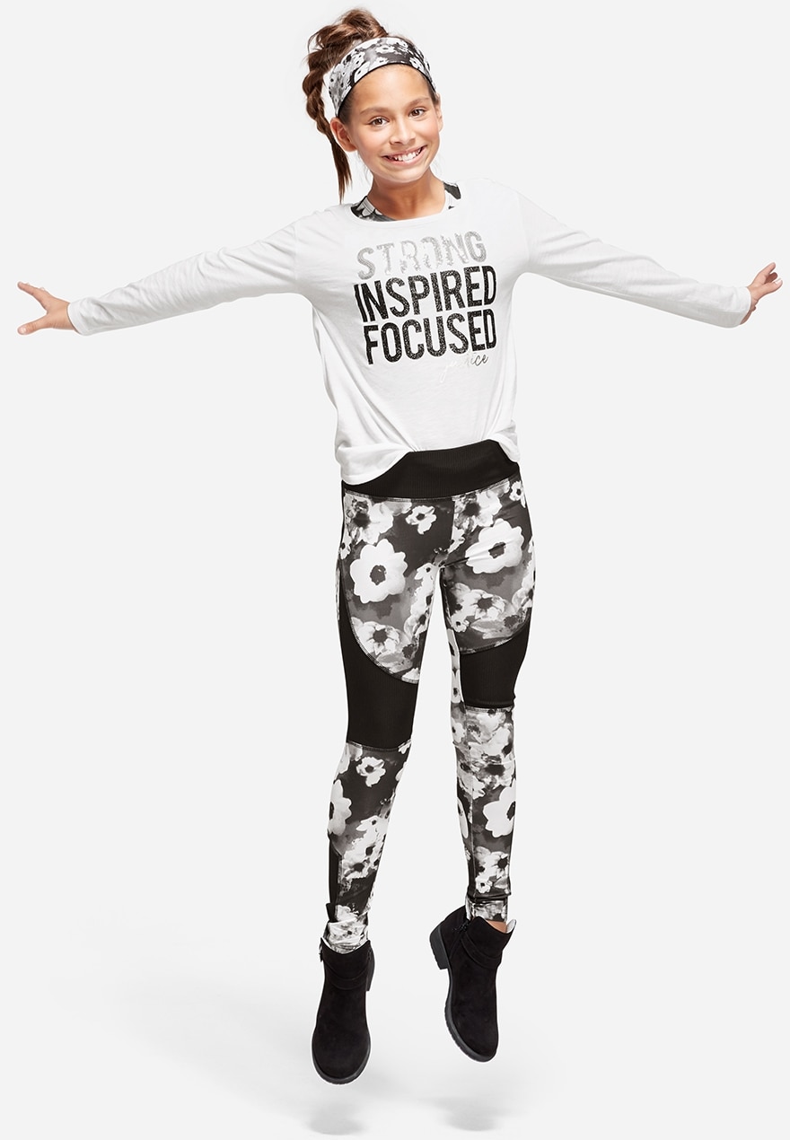Floral color block leggings