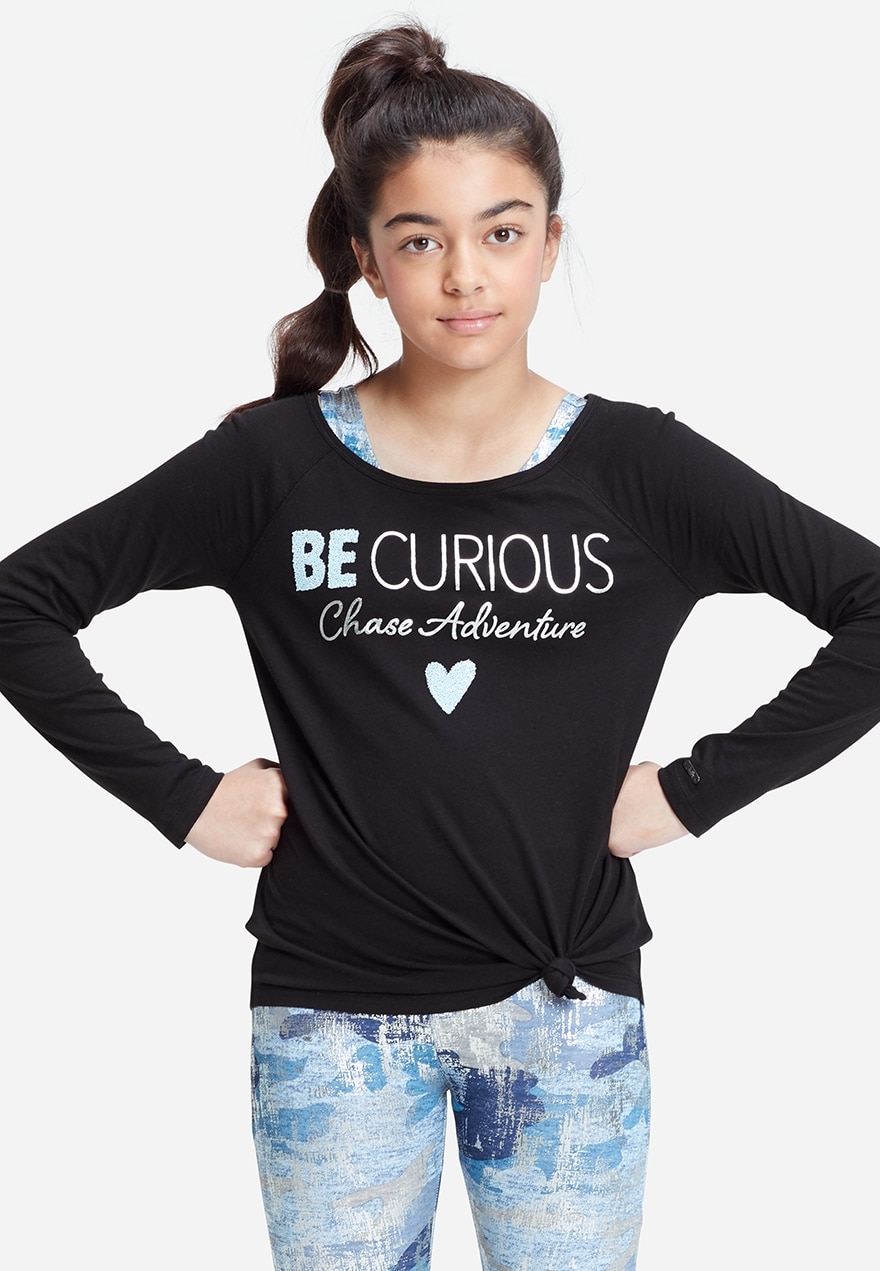 embellished keyhole back 2fer top